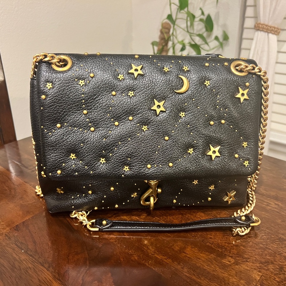 Black and Gold Star-Embellished Women's Bag